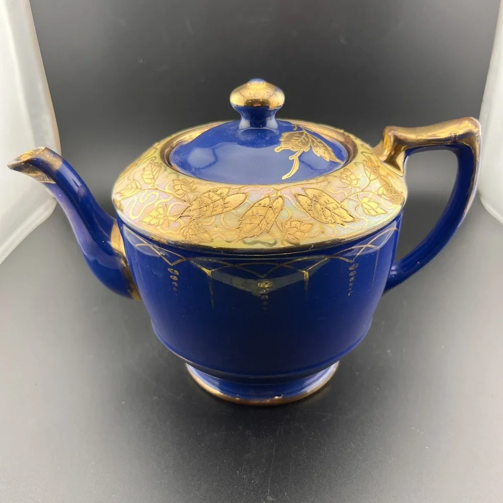Vintage R. Sudlow & Sons (Burslem) Blue & Gold Teapot